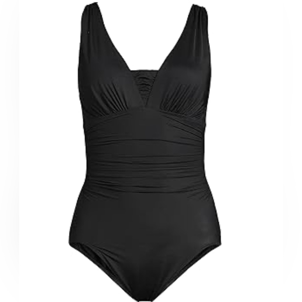 Lands' End Plus Size Slender Suit Grecian Low Leg One Piece Swimsuit sz 24W DDD - Picture 2 of 15